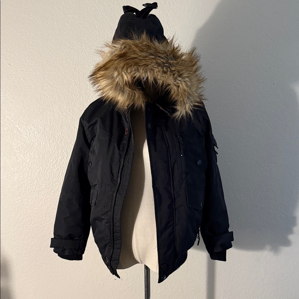 Black Jacket with Faux Fur Hood